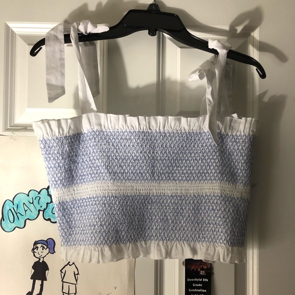 Guess baby blue stitch tube top w/ tie straps